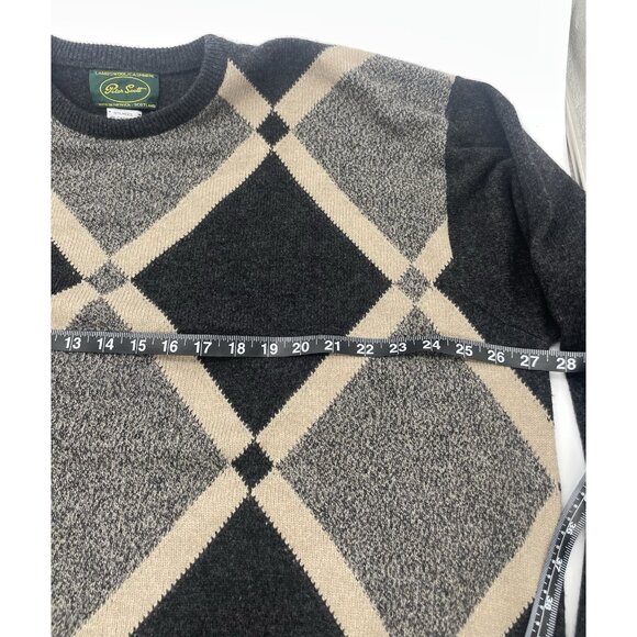 Peter Scott Men's Gray Wool Cashmere Argyle V-Neck Pullover Sweater XL Preppy - Picture 4 of 5